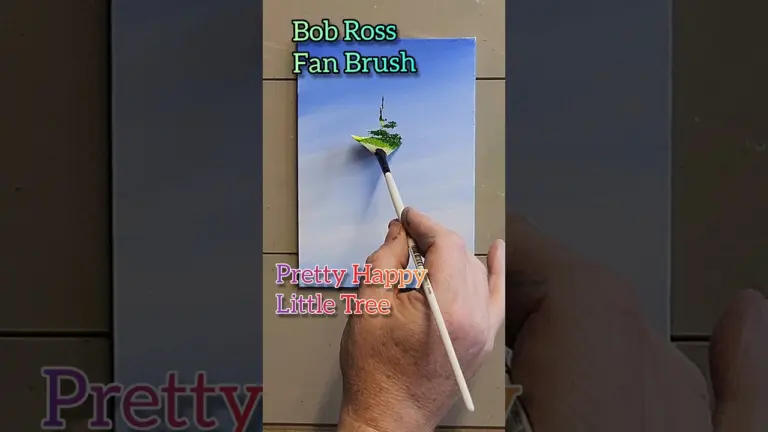 Bob Ross Fan Brush happy little tree 🌲 Double Load Super Easy #bobross #shorts