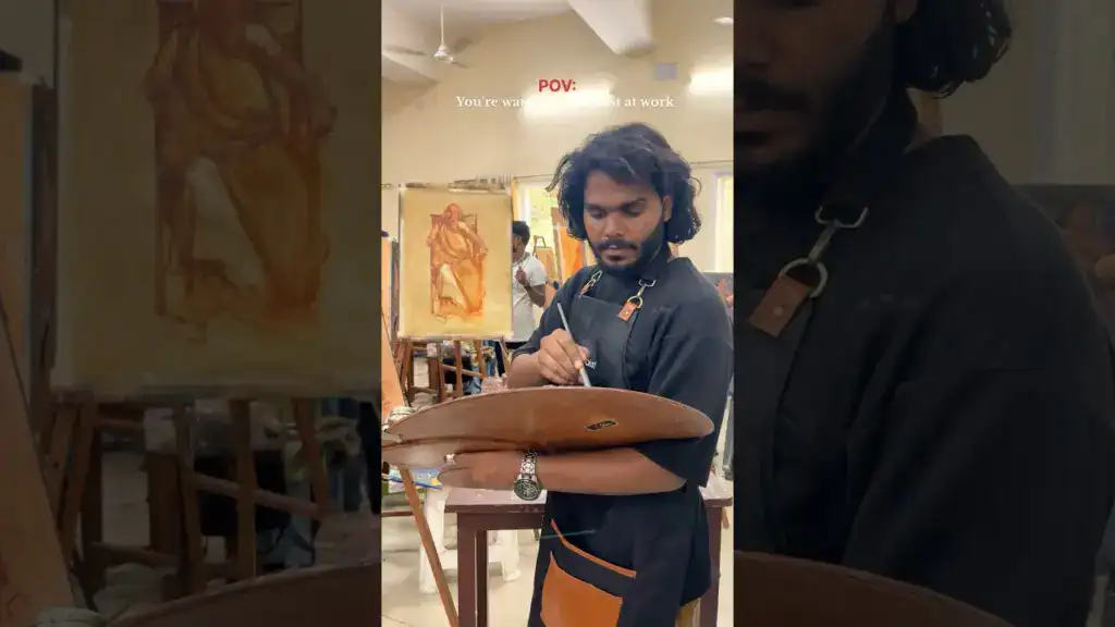 Rate my painting out of 100 ✨live model Painting #artvideo #artshorts #oilpainting