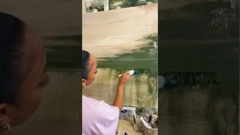 How I created a large textured abstract green painting #texturedart #texturedartwork #abstractart