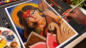 Maa Saraswati Painting,  Abstract Art,  Acrylic Painting 🌸