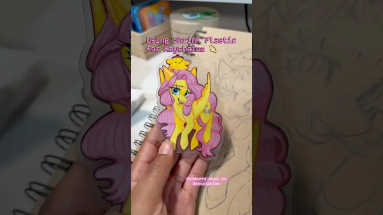 Shrink Plastic Keychain of Fluttershy :) #mlp #art #shrinkplastic #mylitlepony #speedpaint #drawing