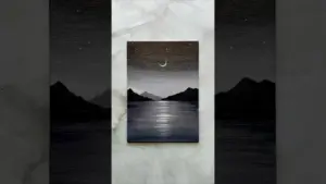 easy moonlight ocean painting 🌙🩶🌊✨ beginner acrylic tutorial #easyart #artshorts #painting #art