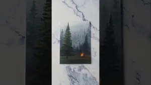 🌲🤍 forest campfire landscape painting / acrylic painting idea for beginners ✨️