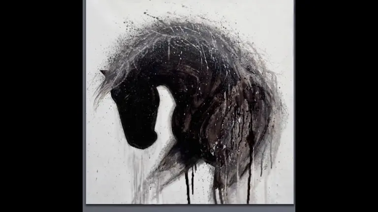 Abstract Acrylic Painting | Majestic Black Horse 🐎✨ #Shorts