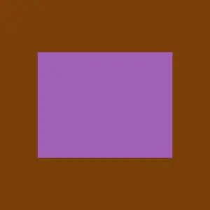An unsaturated purple rectangle — rather wide and of average height — on a rather saturated, dark orange background