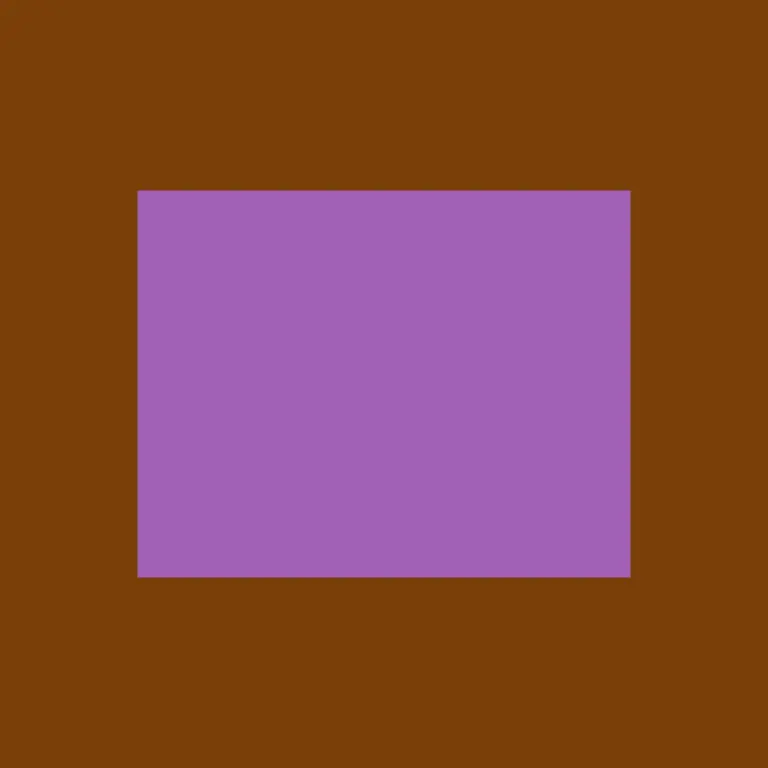 An unsaturated purple rectangle — rather wide and of average height — on a rather saturated, dark orange background 1 An unsaturated purple rectangle — rather wide and of average height — on a rather saturated, dark orange background
