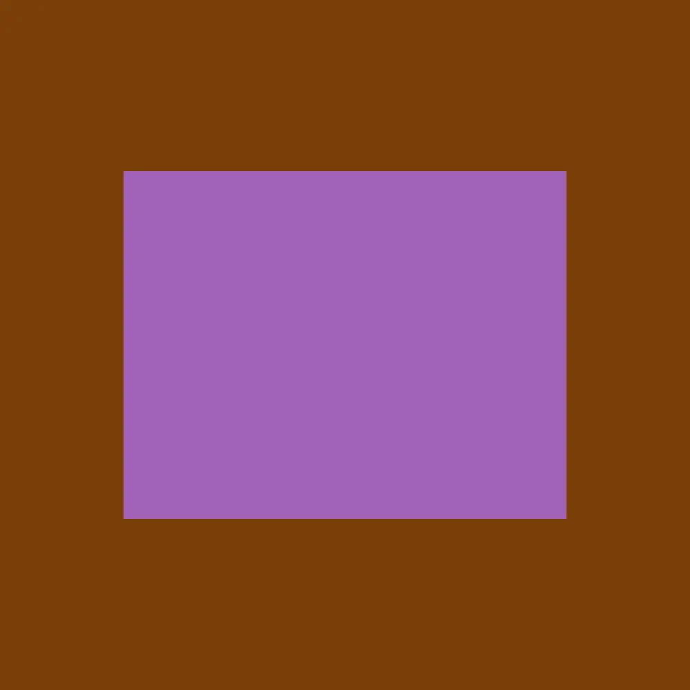 An unsaturated purple rectangle — rather wide and of average height — on a rather saturated, dark orange background