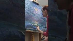 Large moonlight seascape painting by Alisa Onipchenko NewViewArt gallery #artgallery #painting #art