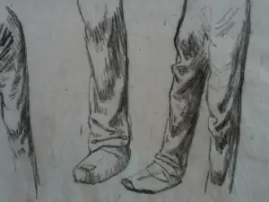 MILLET Jean-François,1863 - Homme à la Houe, Etude (drawing, dessin, disegno-Louvre RF11265) - Detail 04