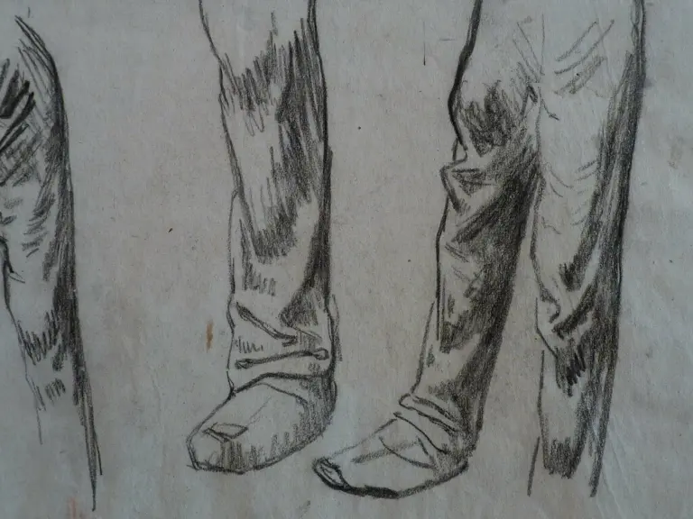 MILLET Jean-François,1863 - Homme à la Houe, Etude (drawing, dessin, disegno-Louvre RF11265) - Detail 04