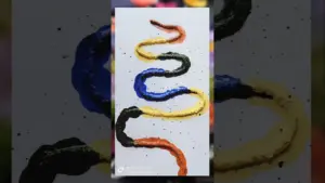 easy beautiful thread painting design || string pull technique || how to paint using thread #shorts