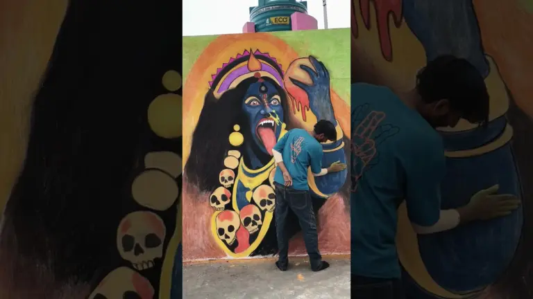 kali maa 🔱 wall painting #art #chalkart #drawing #painting