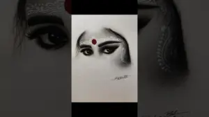 Eyes that speak, adorned in tradition ✨ charcoal drawing #art #rudrapal