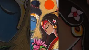 Shiv Parvati Abstract Painting, 😍 #shorts #painting #drawing