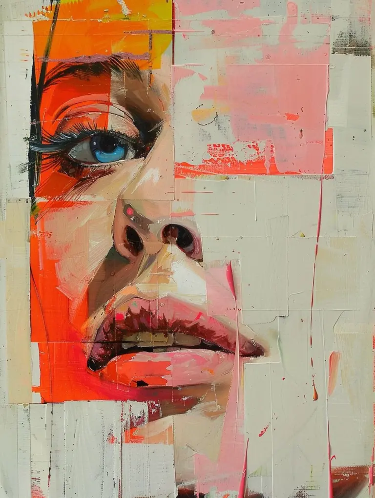 Abstract Fragmented Portrait Oil Painting - Modern Woman Face Art - Contemporary Artwork - Expressive Female Canvas - Unique Wall Decor 4 a40cd24de67f38095f9075dd8ca0164d